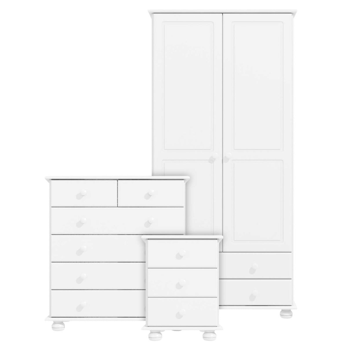 White 3 Piece Bedroom Wardrobe Furniture Set - Hamilton