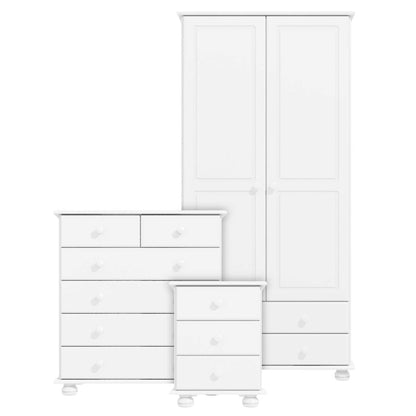 White 3 Piece Bedroom Wardrobe Furniture Set - Hamilton