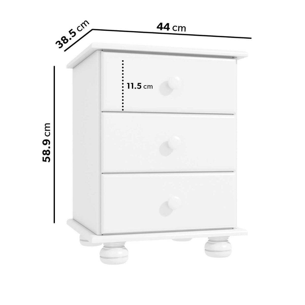 White 3 Piece Bedroom Wardrobe Furniture Set - Hamilton