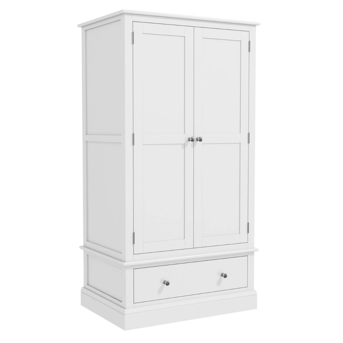 Kids White Painted 2 Door Double Wardrobe with Drawer - Harper