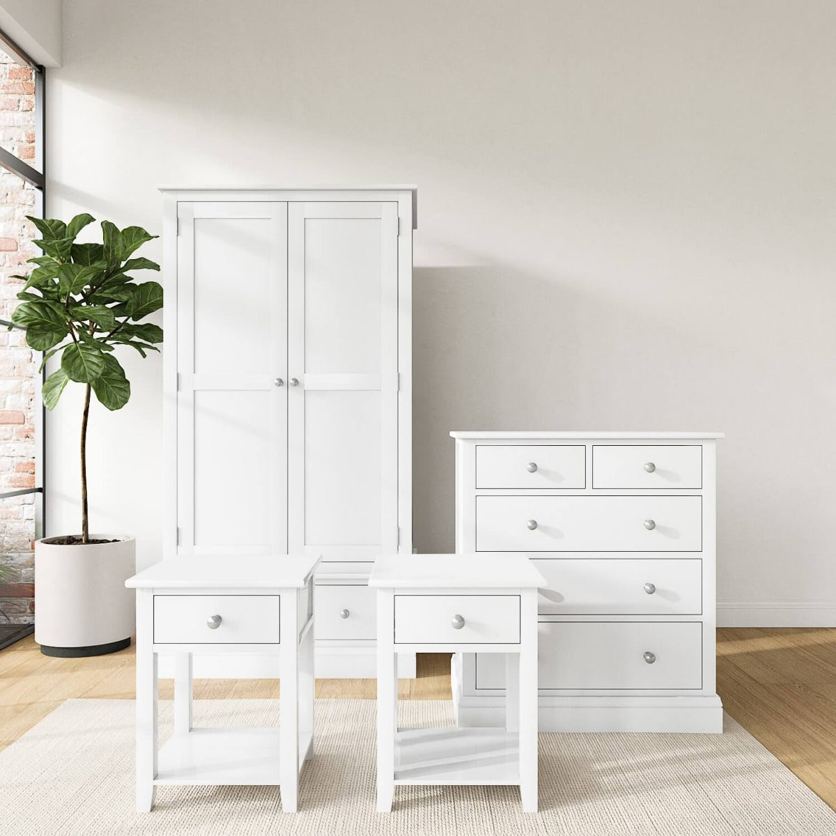 White 4 Piece Bedroom Wardrobe Furniture Set - Harper