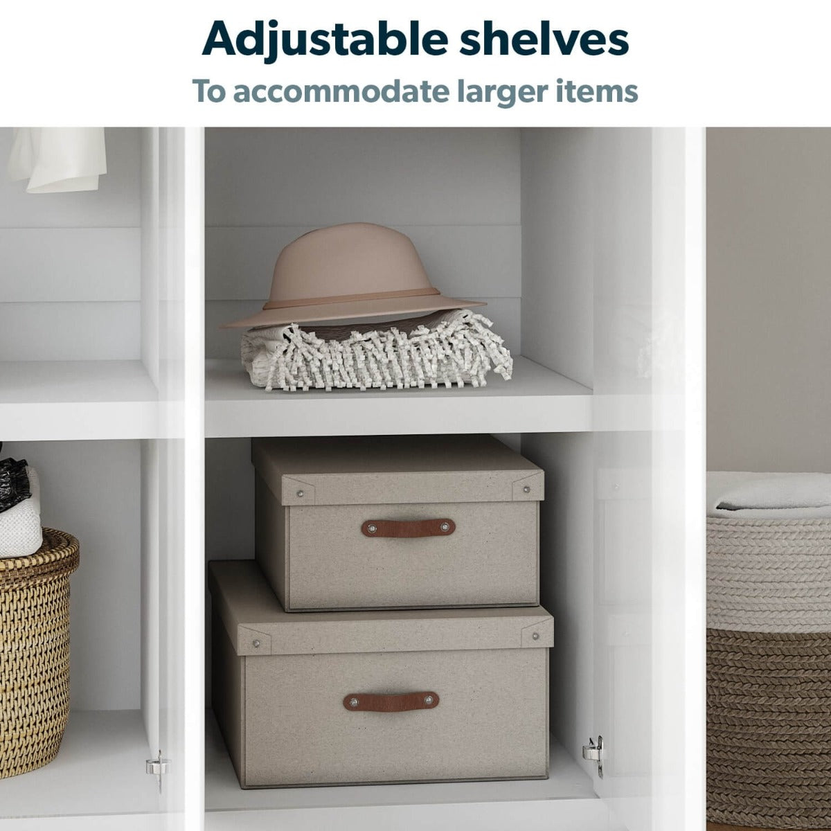 White Gloss Double 2 Door Wardrobe with Soft Close Doors - Lexi