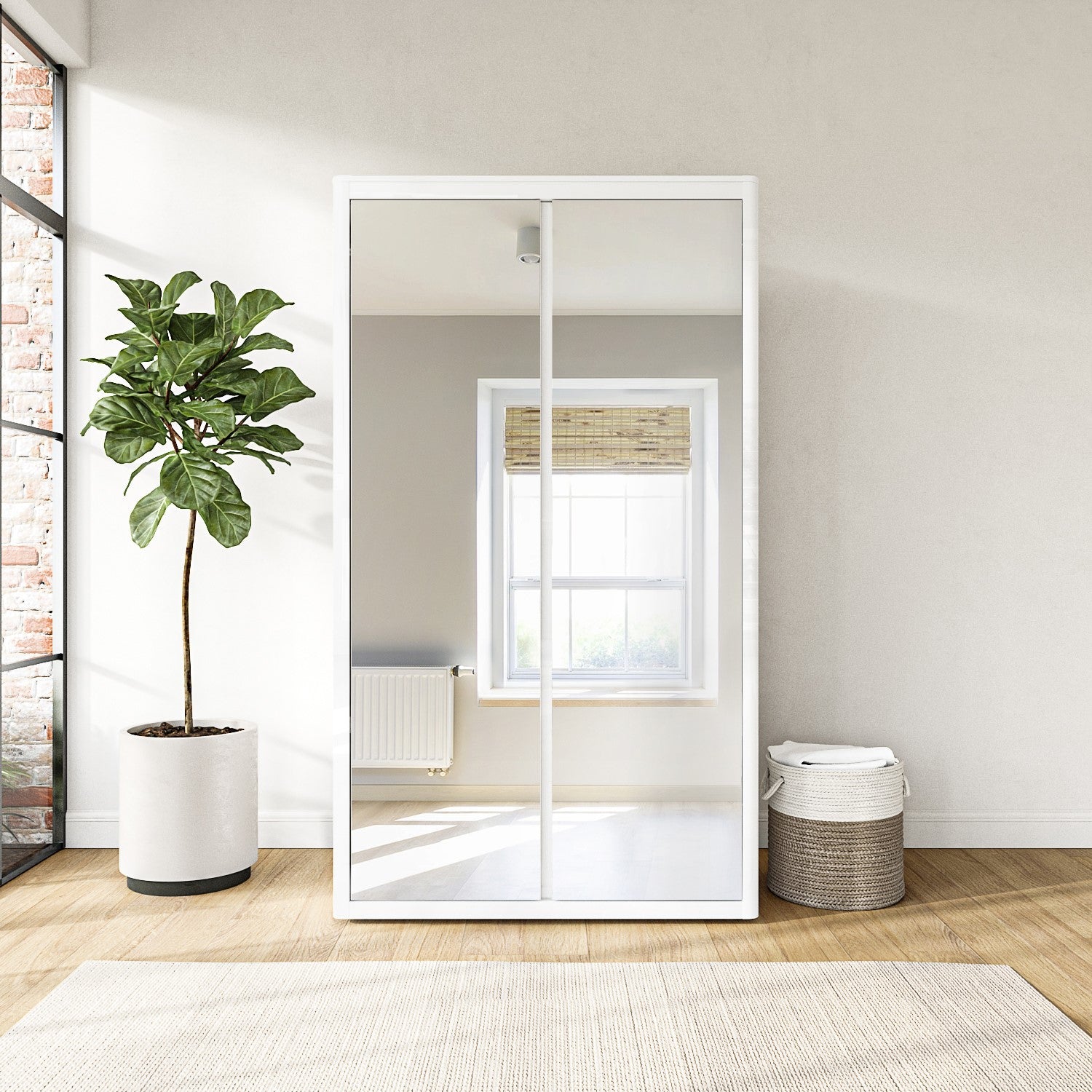 White Gloss Double Mirrored Wardrobe with Soft Close Doors - Lexi
