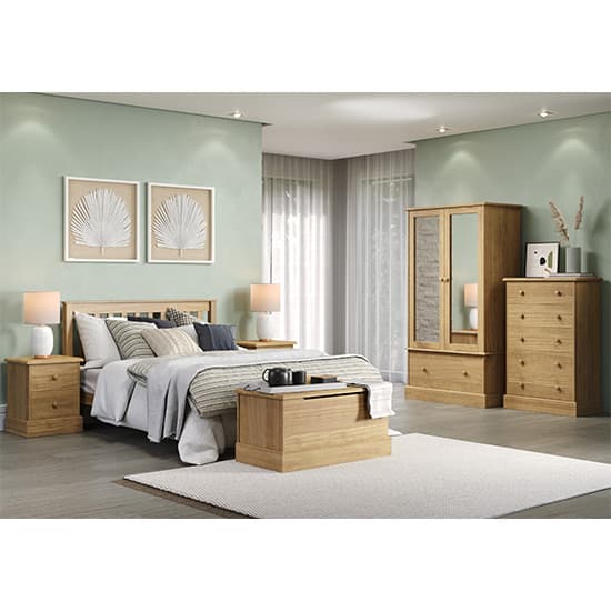 Calixto Wooden Wardrobe With 2 Doors 1 Drawer In Waxed Pine