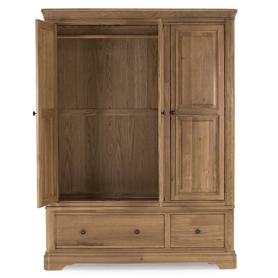 Carman Wooden Wardrobe With 3 Doors And 2 Drawers In Natural