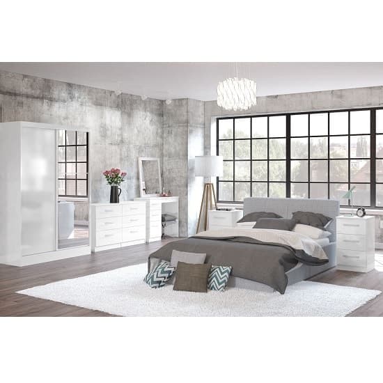 Carola Mirrored 2 Door Sliding Wardrobe In White High Gloss