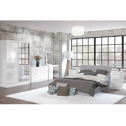 Carola Mirrored 2 Door Sliding Wardrobe In White High Gloss