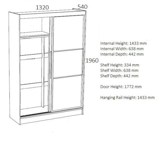 Carola Mirrored Sliding Wardrobe In Grey High Gloss With 2 Doors
