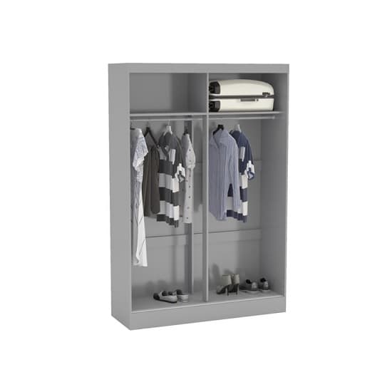 Carola Mirrored Sliding Wardrobe In Grey High Gloss With 2 Doors