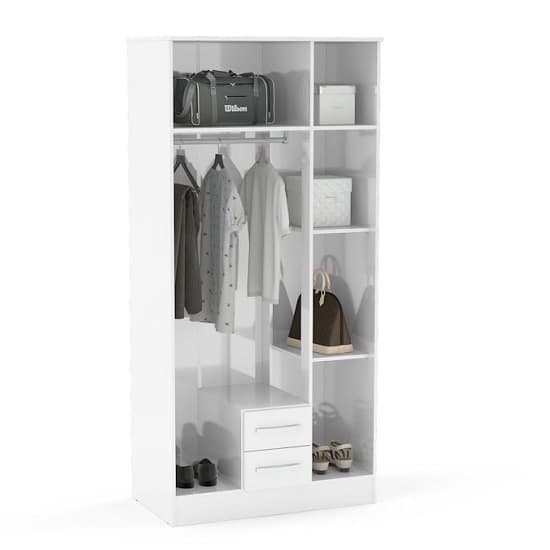 Carola Mirrored Wardrobe In White High Gloss With 3 Doors