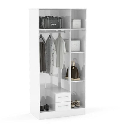 Carola Mirrored Wardrobe In White High Gloss With 3 Doors