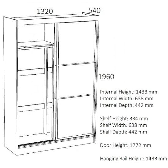 Carola Mirrored Sliding 2 Door Wardrobe In White And Grey High Gloss