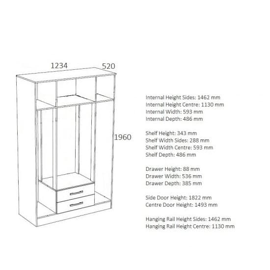 Carola Mirrored Wardrobe In White High Gloss And 4 Doors