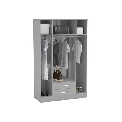 Carola Mirrored Wardrobe In Grey High Gloss With 4 Doors