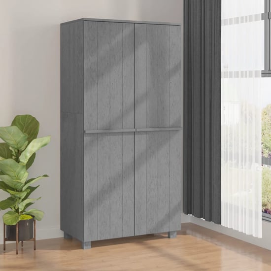 Carson Solid Pine Wood Wardrobe With 2 Doors In Dark Grey