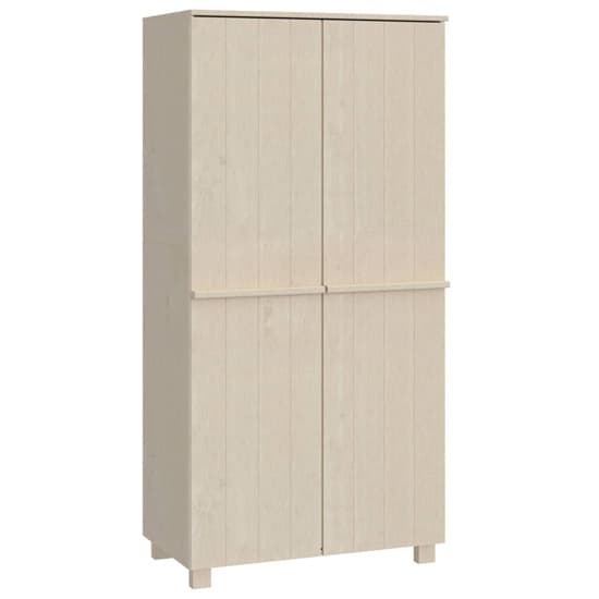 Carson Solid Pine Wood Wardrobe With 2 Doors In Honey Brown