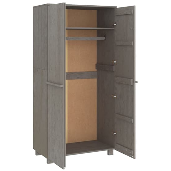 Carson Solid Pine Wood Wardrobe With 2 Doors In Light Grey