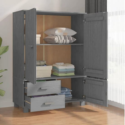 Carson Solid Pine Wood Wardrobe With 3 Doors In Dark Grey
