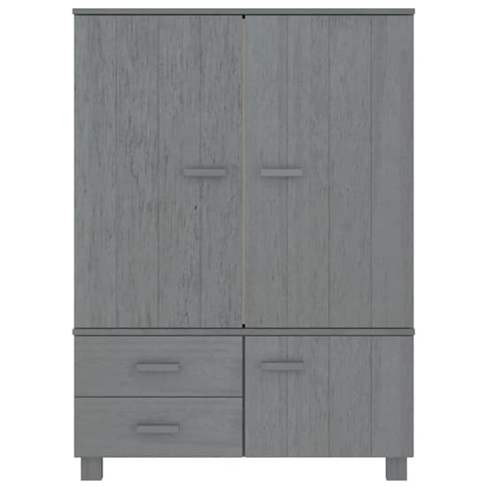 Carson Solid Pine Wood Wardrobe With 3 Doors In Dark Grey