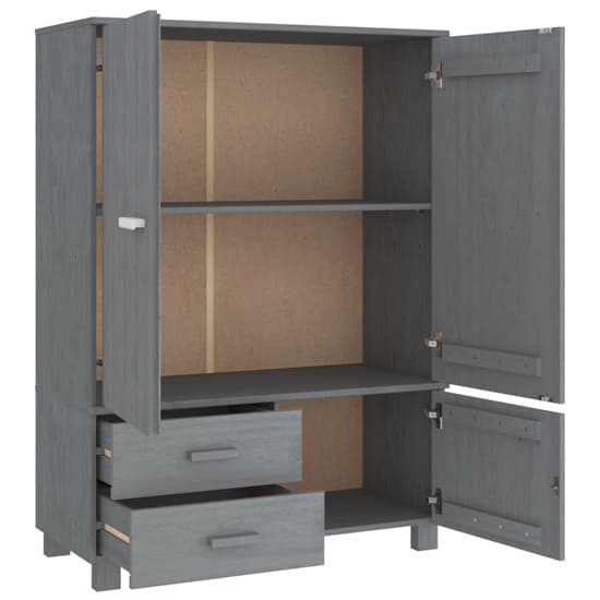 Carson Solid Pine Wood Wardrobe With 3 Doors In Dark Grey