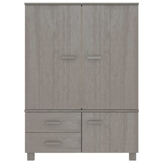 Carson Solid Pine Wood Wardrobe With 3 Doors In Light Grey