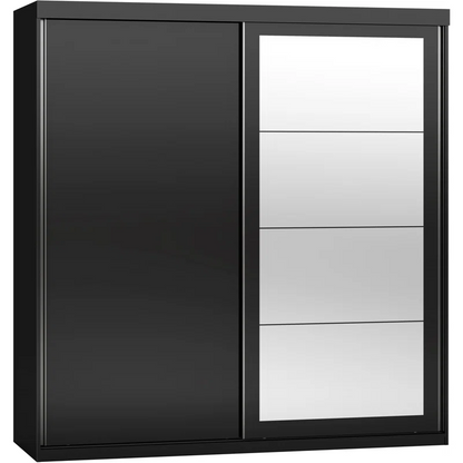 Mack Mirrored High Gloss Sliding Wardrobe With 2 Doors In Black
