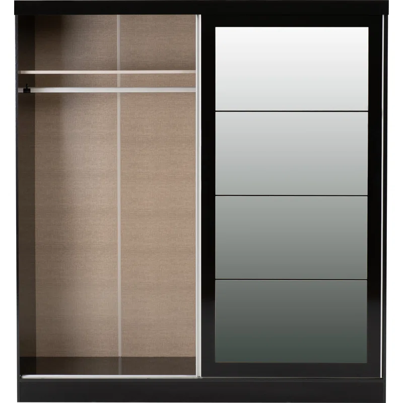Mack Mirrored High Gloss Sliding Wardrobe With 2 Doors In Black