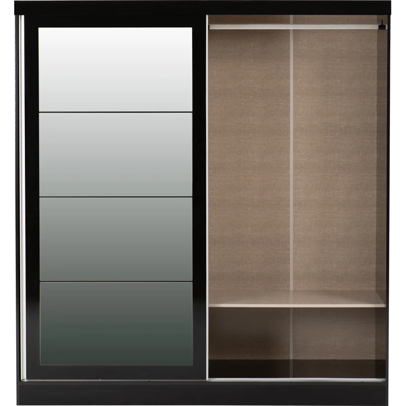 Mack Mirrored High Gloss Sliding Wardrobe With 2 Doors In Black