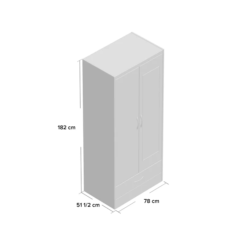 Noir 2 Doors 1 Drawer Mirrored Wardrobe In Grey Gloss And Oak