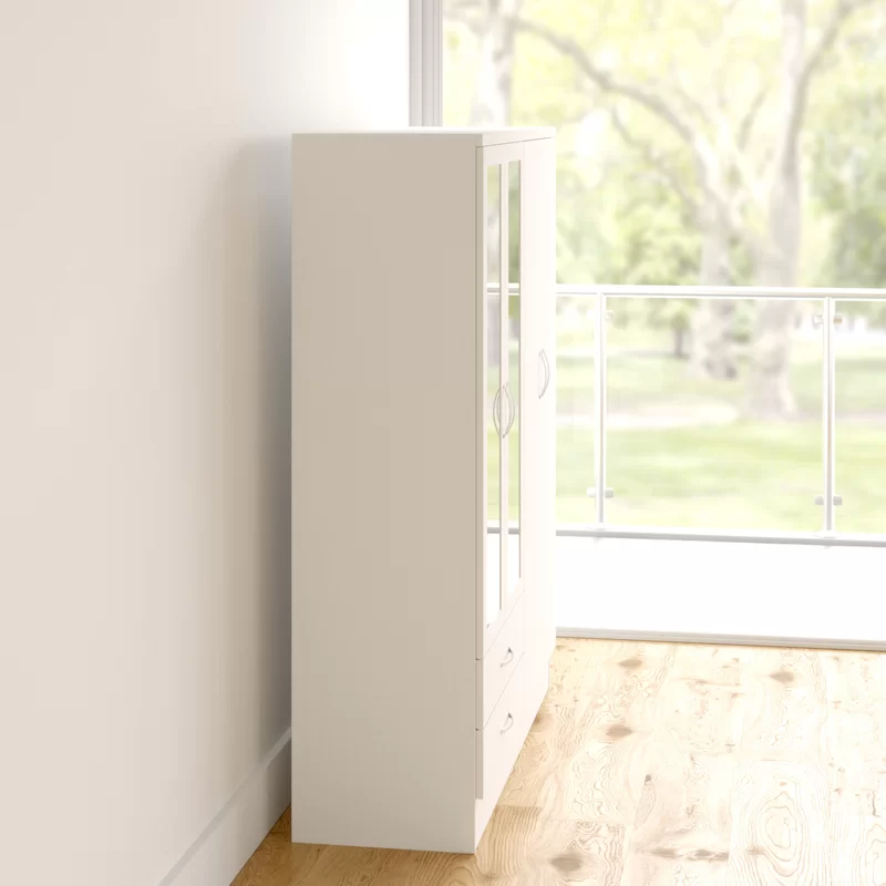 Crieff Mirrored Wardrobe With 4 Doors 2 Drawers In White