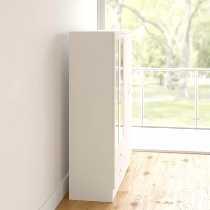 Crieff Mirrored Wardrobe With 4 Doors 2 Drawers In White