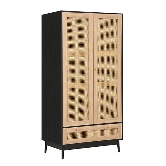 Celina Wooden Wardrobe With 2 Doors 1 Drawer In Black