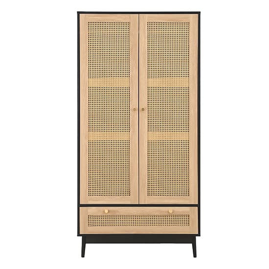 Celina Wooden Wardrobe With 2 Doors 1 Drawer In Black