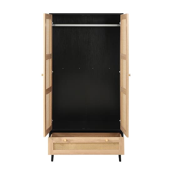 Celina Wooden Wardrobe With 2 Doors 1 Drawer In Black