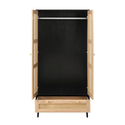 Celina Wooden Wardrobe With 2 Doors 1 Drawer In Black