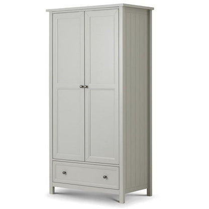 Madge Wooden Wardrobe In Dove Grey Lacquer With 2 Doors