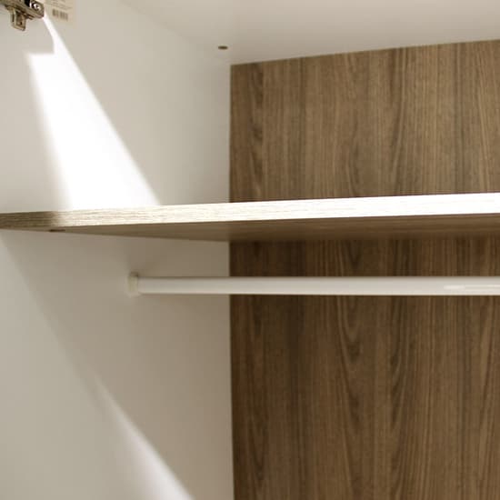 Cheya High Gloss 2 Doors Wardrobe In White And Truffle Oak