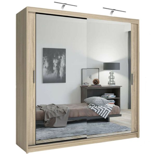 FURCO | Chicago II | 2 Door Sliding Mirrored Wardrobe | Sophisticated Grey | Contemporary Design
