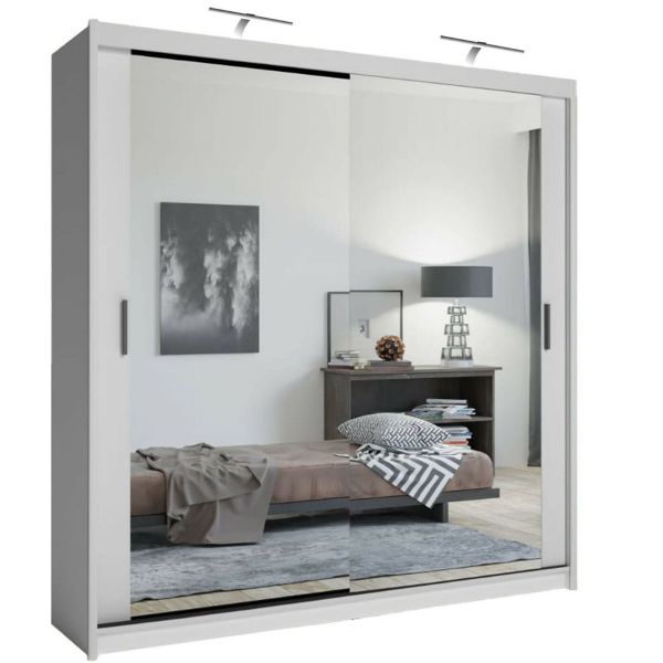 FURCO | Chicago II | 2 Door Sliding Mirrored Wardrobe | Sophisticated Grey | Contemporary Design