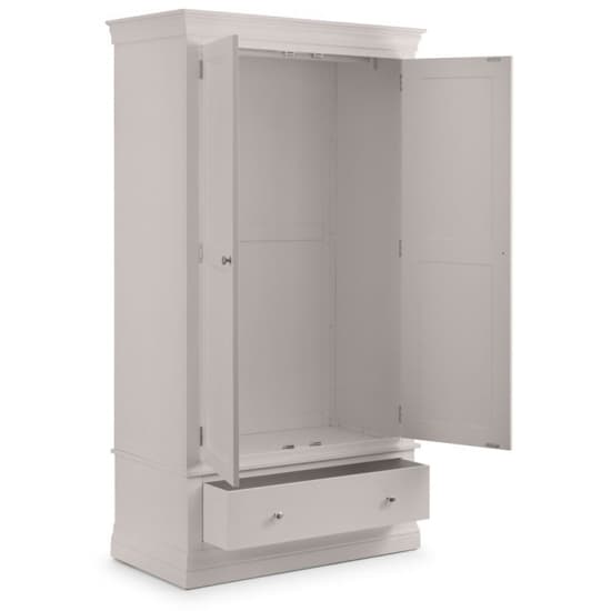 Calida Wooden Wardrobe With 2 Door And 1 Drawer In Light Grey