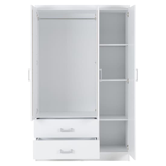 Crieff Mirrored Wardrobe With 3 Doors 2 Drawers In White