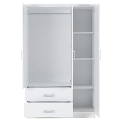 Crieff Mirrored Wardrobe With 3 Doors 2 Drawers In White