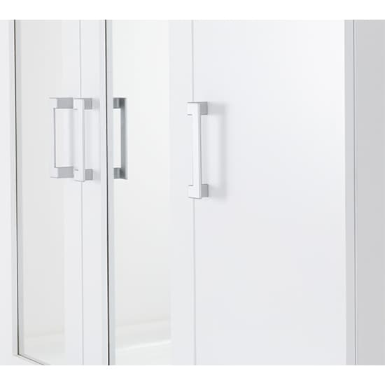 Crieff Mirrored Wardrobe With 3 Doors 2 Drawers In White