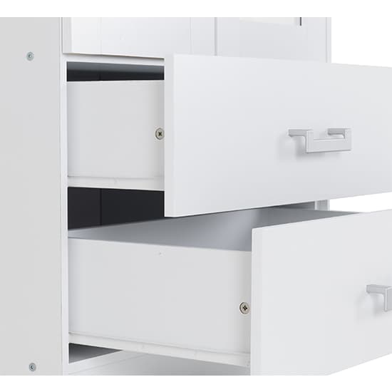 Crieff Mirrored Wardrobe With 3 Doors 2 Drawers In White