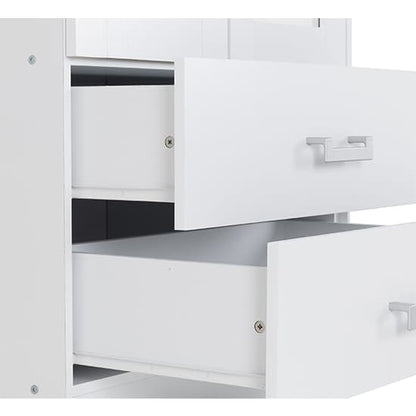 Crieff Mirrored Wardrobe With 3 Doors 2 Drawers In White