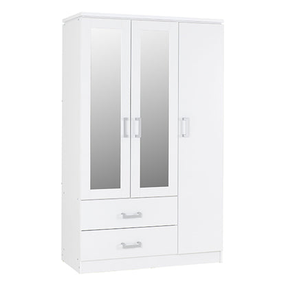 Crieff Mirrored Wardrobe With 3 Doors 2 Drawers In White