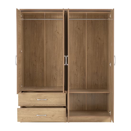 Crieff Mirrored Wardrobe With 4 Doors 2 Drawers In Oak Effect