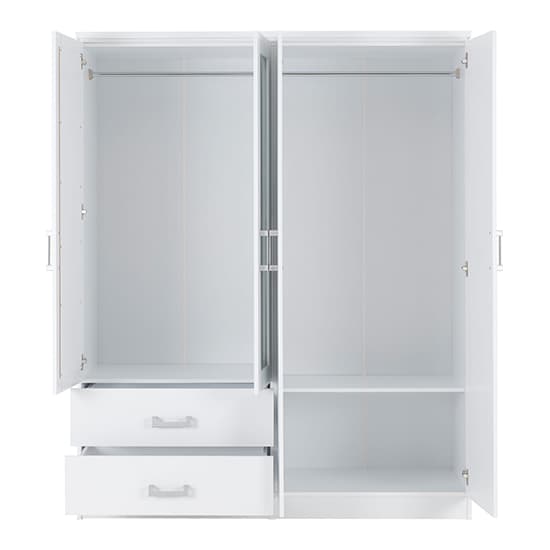 Crieff Mirrored Wardrobe With 4 Doors 2 Drawers In White