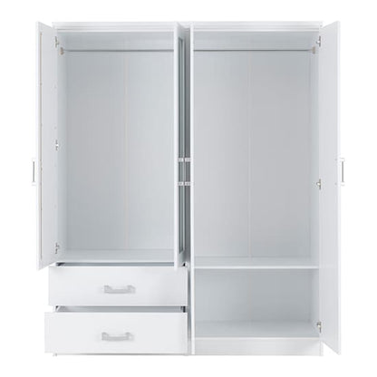 Crieff Mirrored Wardrobe With 4 Doors 2 Drawers In White