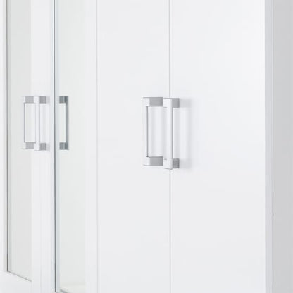 Crieff Mirrored Wardrobe With 4 Doors 2 Drawers In White
